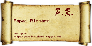 Pápai Richárd névjegykártya